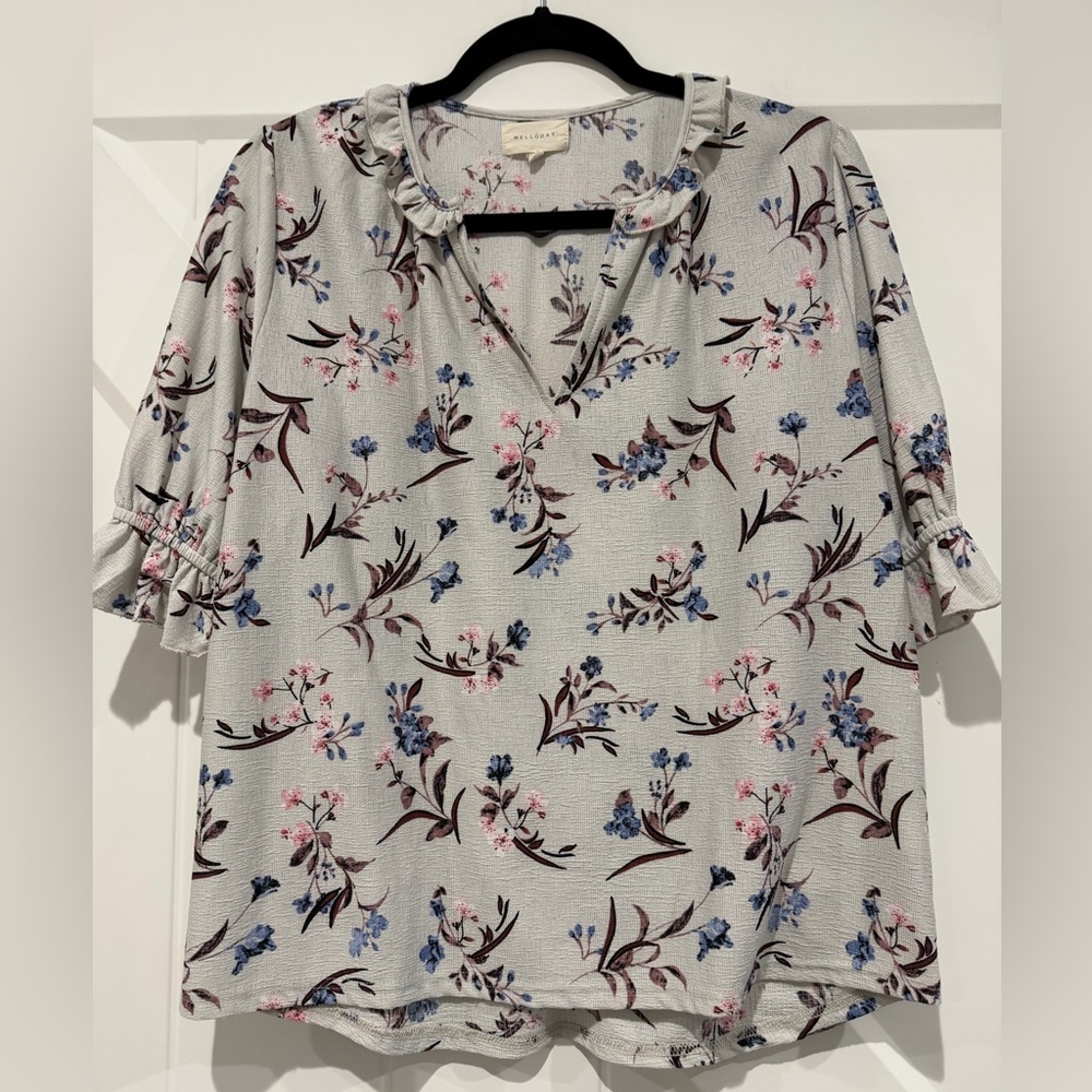 MELLODAY Floral Blouse with Ruffle Details